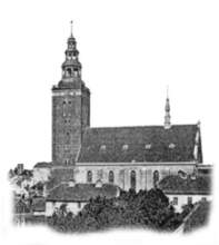 Kirche im 19 Jh. - vom Sueden aus gesehen