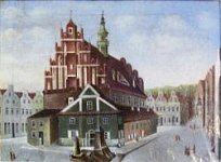 Gemälde: Marktplatz mit Rathaus